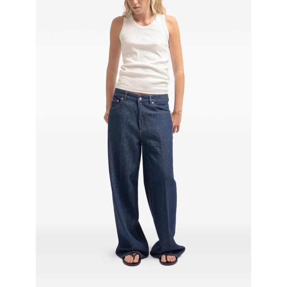 Department Five Thames Wide Leg Jeans Blue Cotton Linen Italian Size 6 DP046